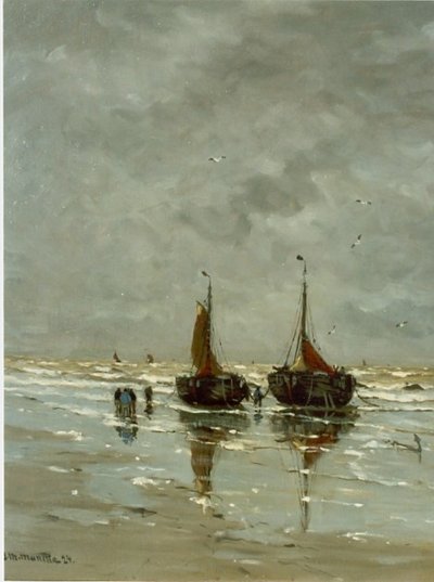 Trees and Fishermen on the Beach by Gerhard Morgenstjerne Munthe